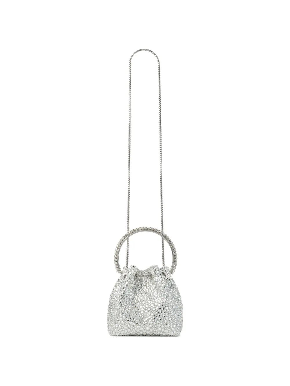 Jimmy Choo Bon bucket-tas verfraaid met kristallen en ronde handgreep Zilver
