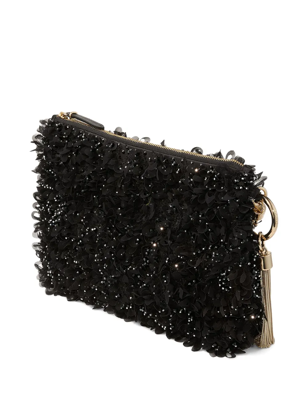 Jimmy Choo Callie crystal floral clutch bag - Zwart