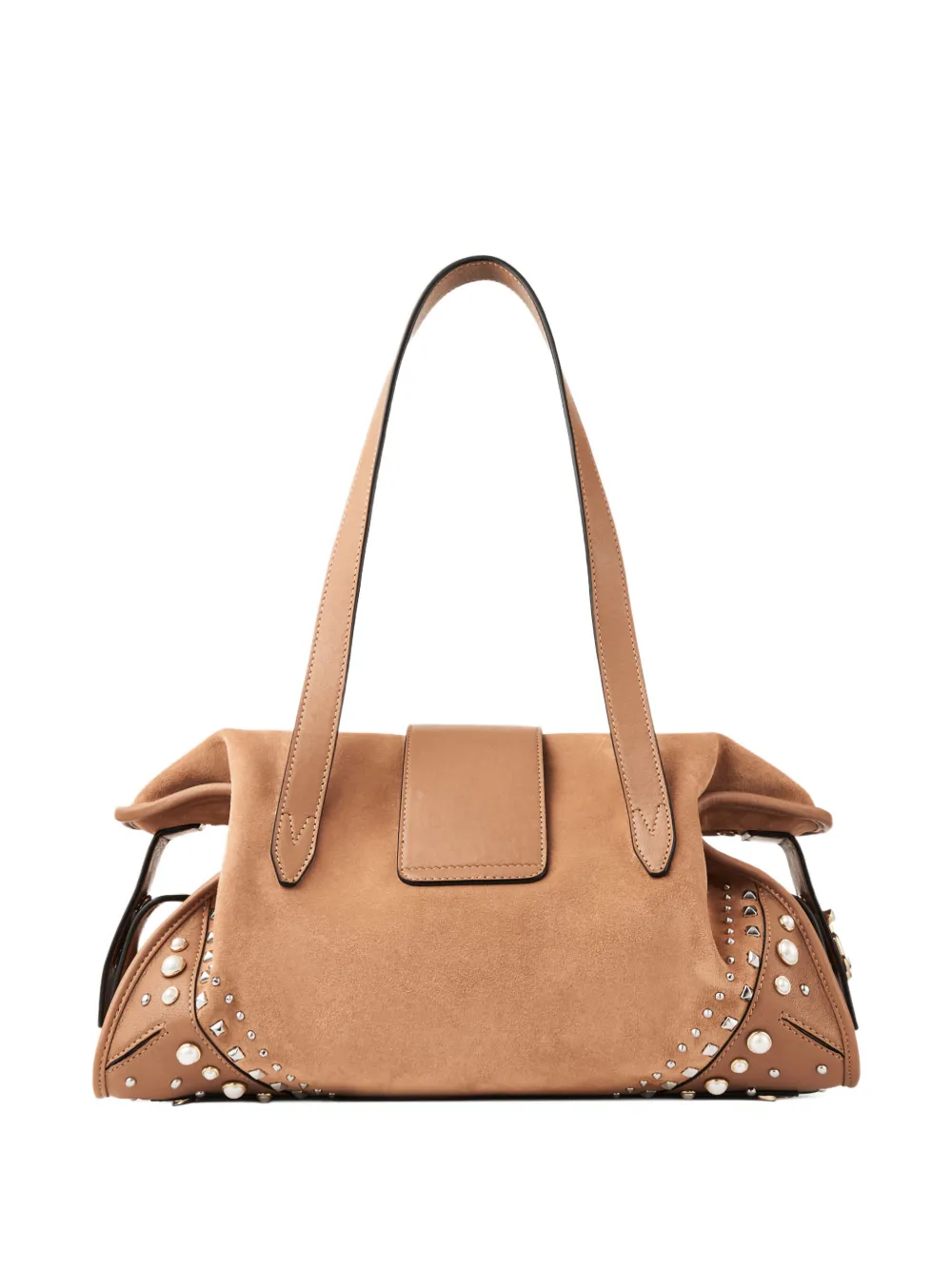 Jimmy Choo Medium Bar Studded Suede Holdall in Brown, view 2