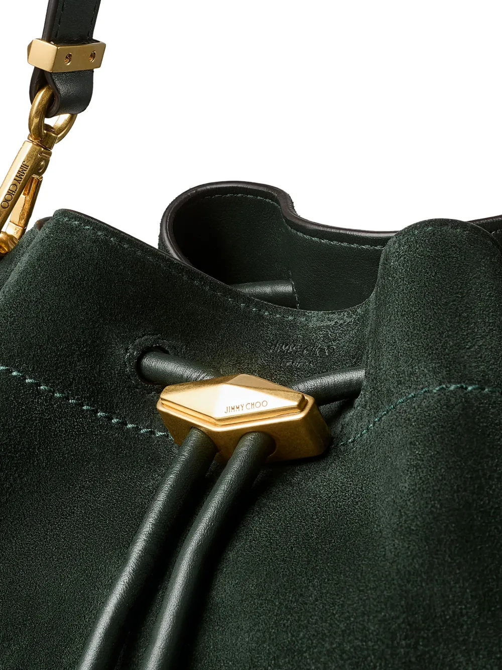 Jimmy Choo Medium Cinch Bucket Bag In Green