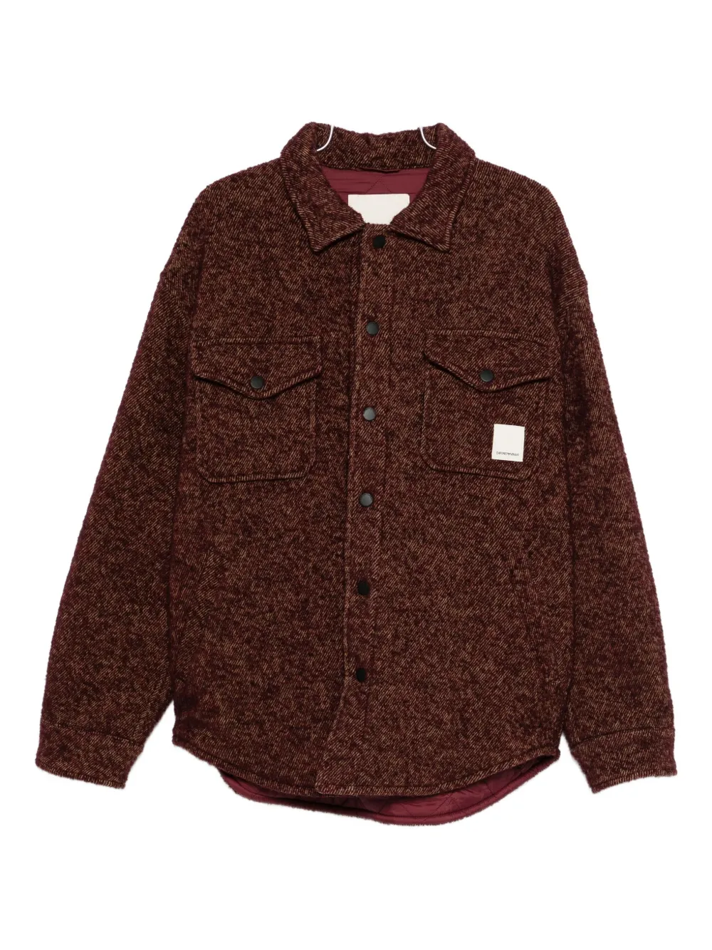 Emporio Armani Overshirt in mixed wool bouclé - Marrone