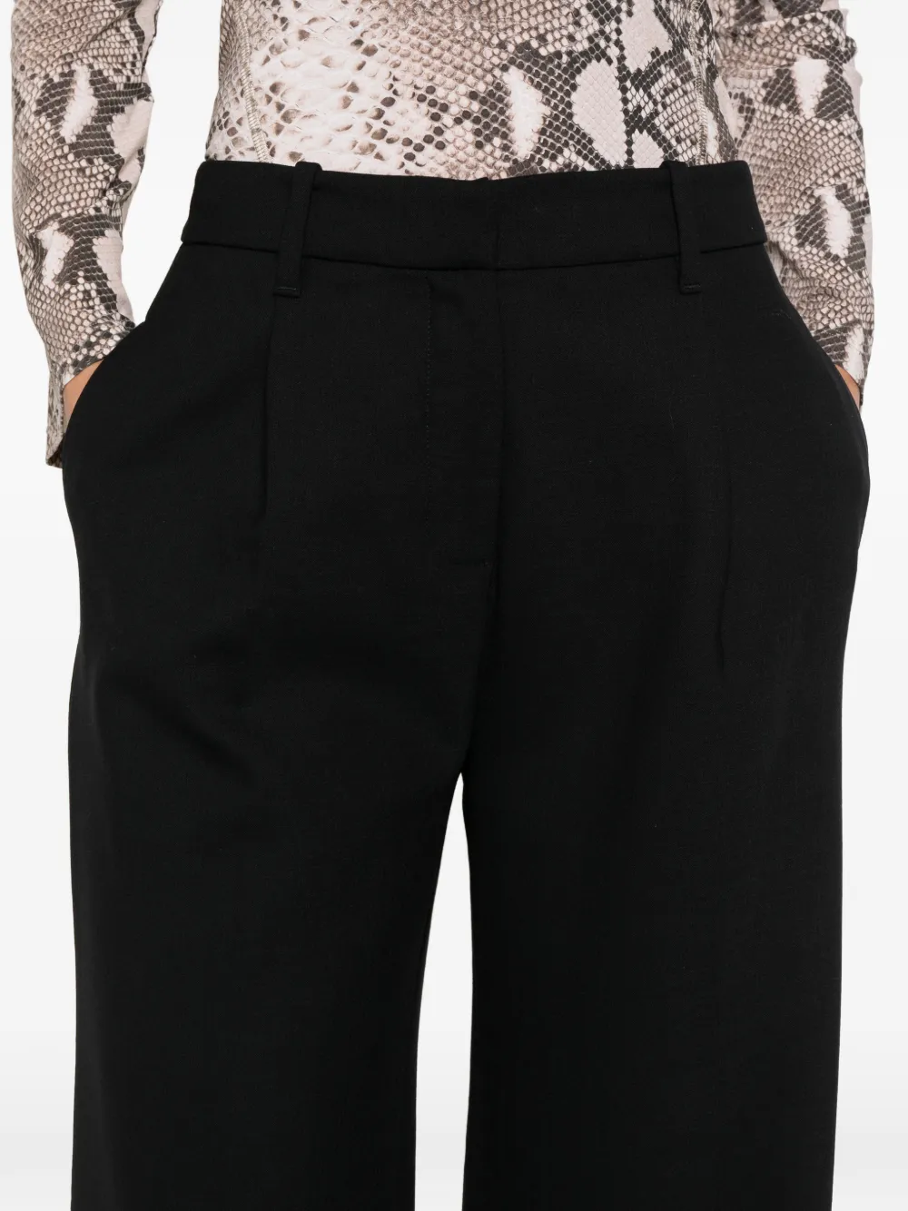 True Royal Karol Pleated-front Trousers In Black