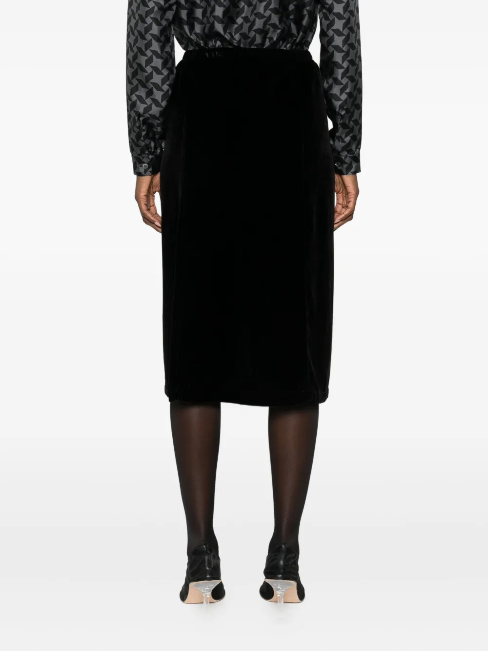 Laura Urbinati Elasticated-waist Velour Midi Skirt In Black