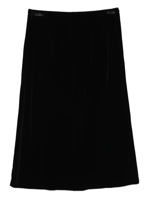 LAURA-URBINATI elasticated-waist Velour Midi Skirt Black