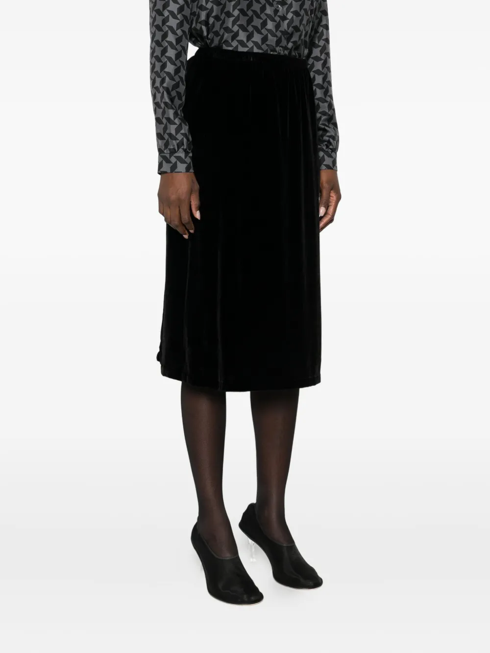 Laura Urbinati Elasticated-waist Velour Midi Skirt In Black