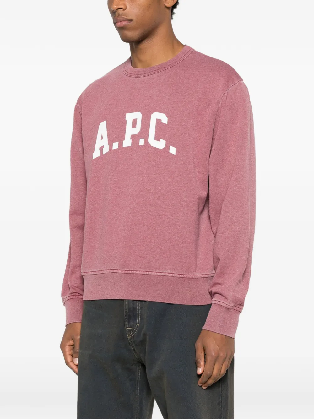 Apc Logo-print Crew-neck Sweater In Pink