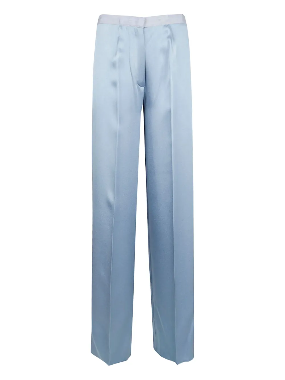 Forte Forte High Waist Satin Wide Leg Trousers In Blue