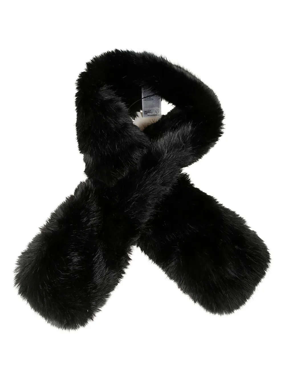 Stand Studio Plush Faux Fur Scarf With Rich Black Texture In Black