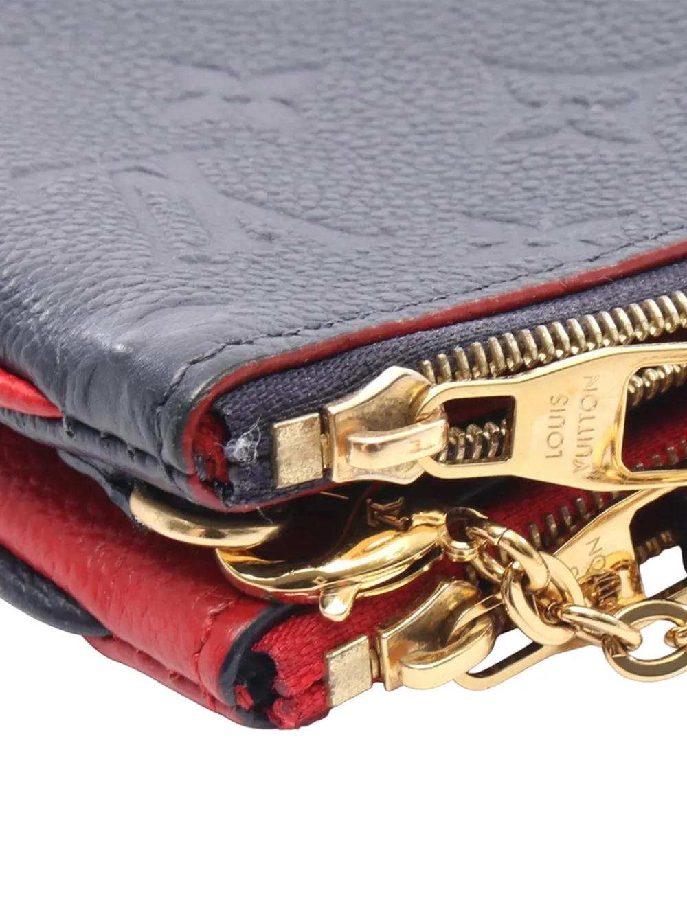 Pre-owned Louis Vuitton 2020 Monogram Empreinte Double Zip Pochette Crossbody Bag In Blue