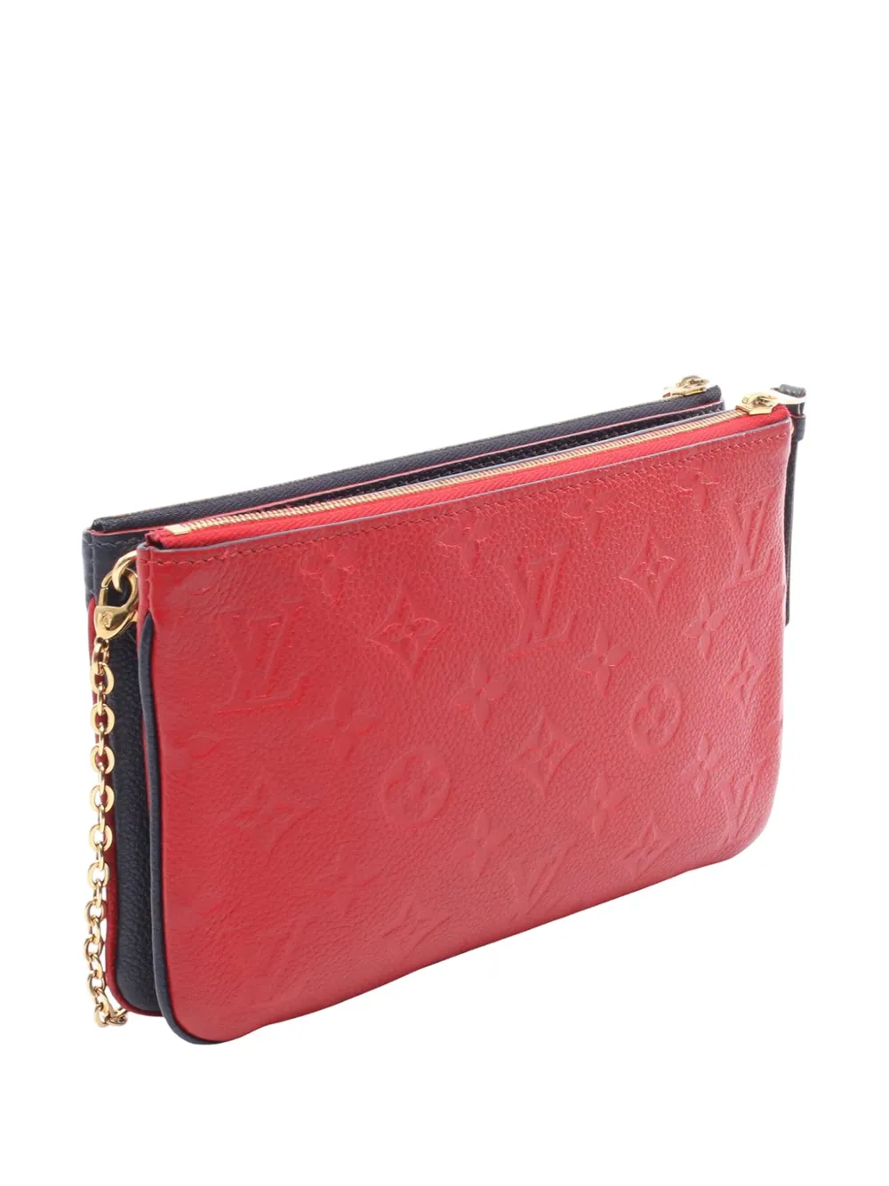 Pre-owned Louis Vuitton 2020 Monogram Empreinte Double Zip Pochette Crossbody Bag In Blue