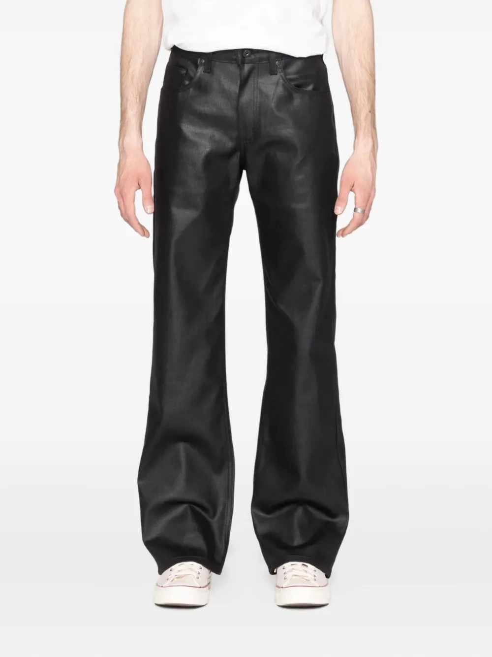 Naked and Famous Stong Guy waxed coated jeans - Zwart