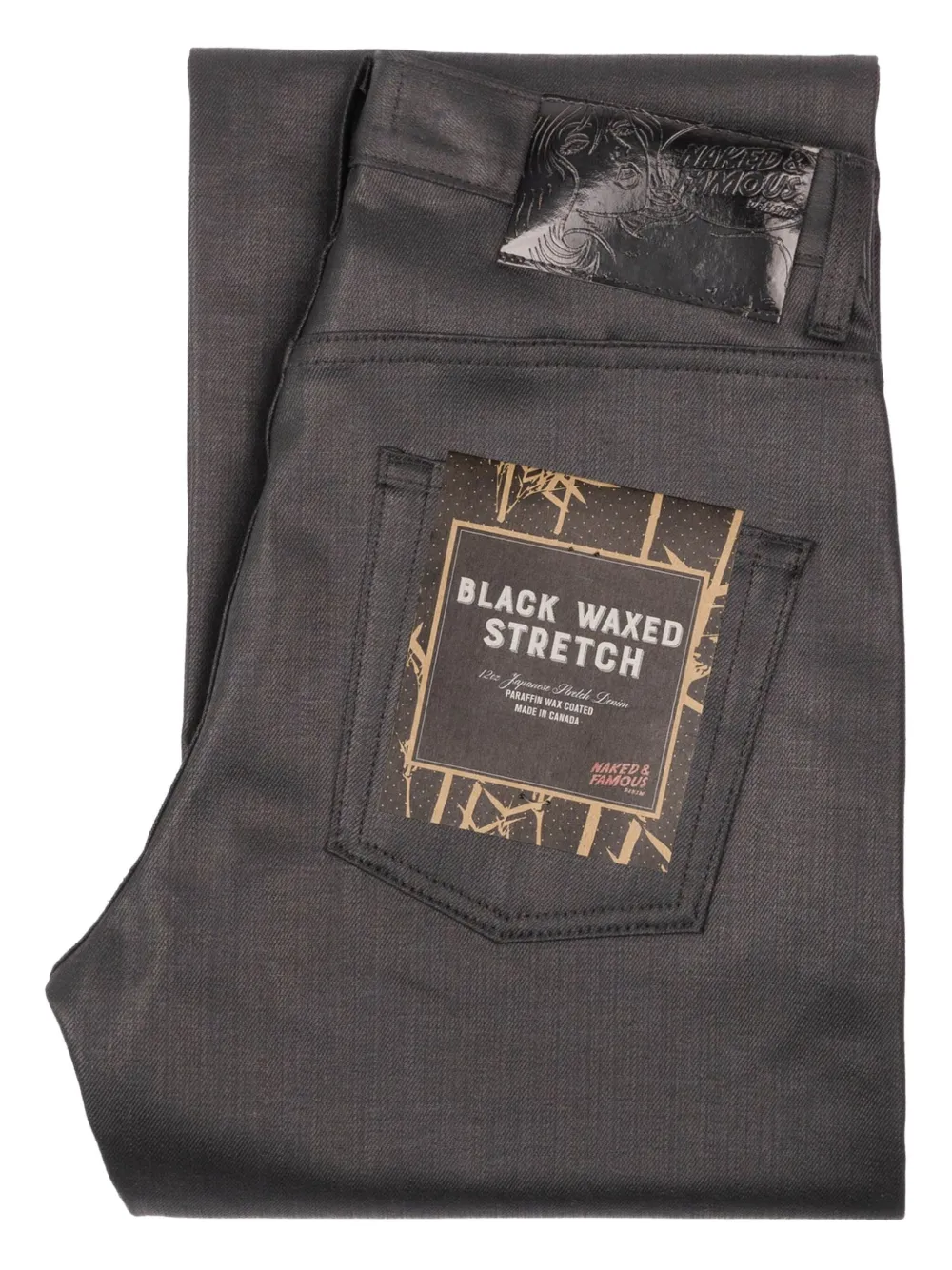 Naked and Famous Stong Guy waxed coated jeans | Black | Image 1