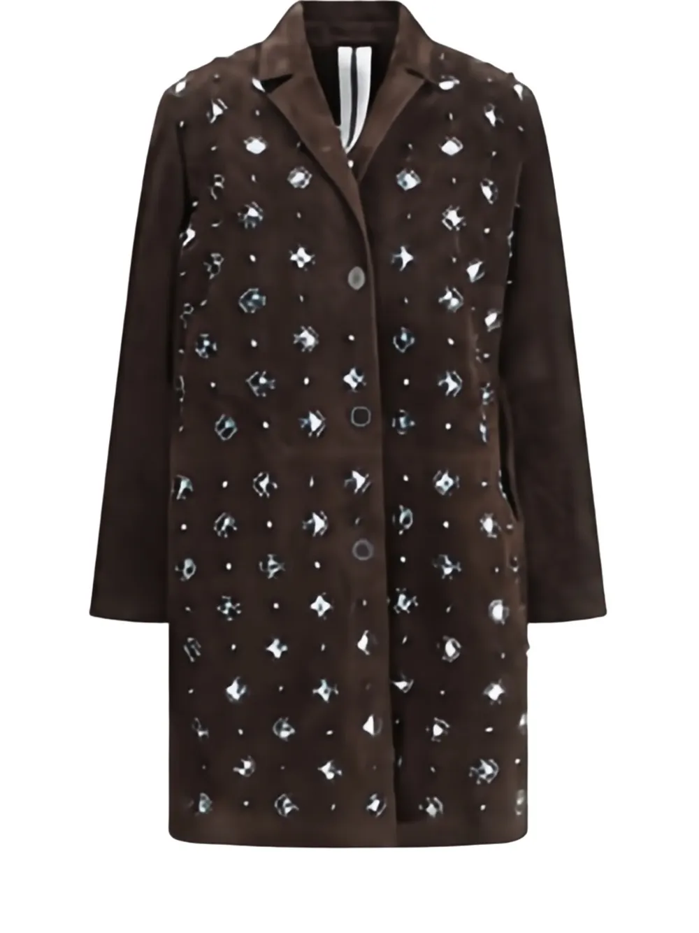 Sword 6.6.44 Goat Suede Leather Blazer With Stone Details In Brown