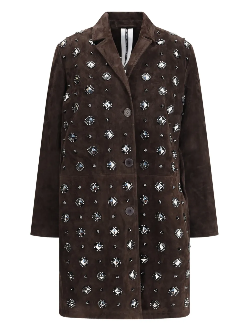 Sword 6.6.44 Goat Suede Leather Blazer With Stone Details In Brown