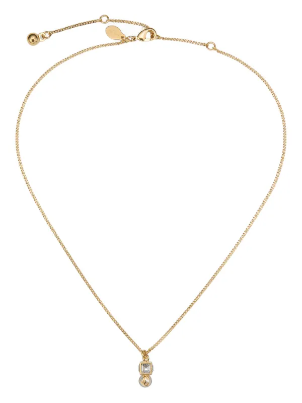 Jimmy Choo JC Cube Pearl-pendant Necklace in Gold
