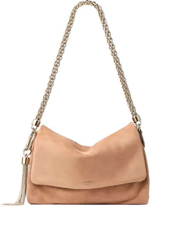 Jimmy Choo Callie Flap Suede Shoulder Bag | Neutrals | FARFETCH UK