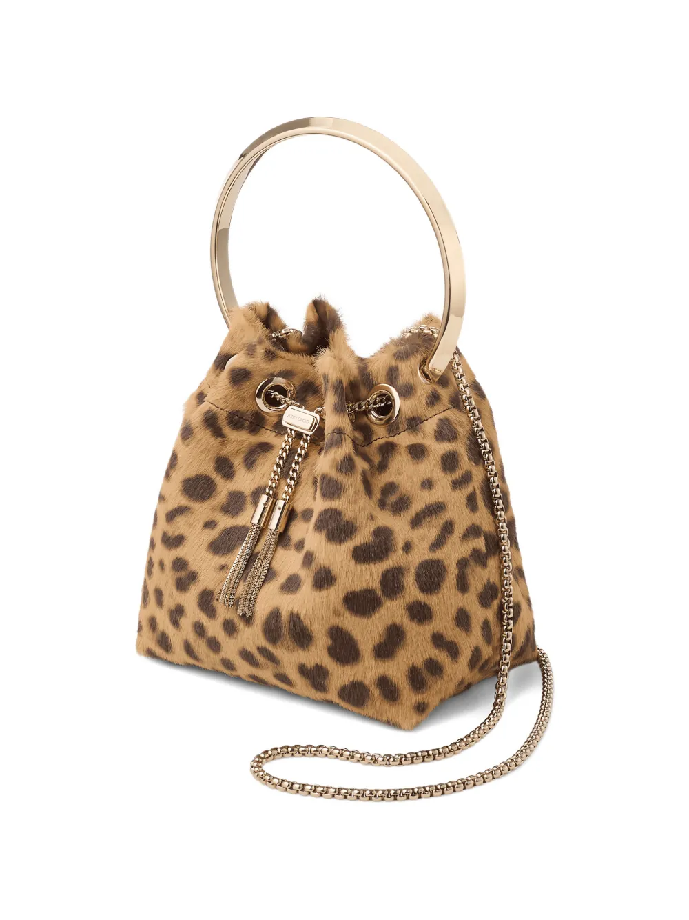 Jimmy Choo Bon mini-tas met ronde handvat en luipaardprint Beige