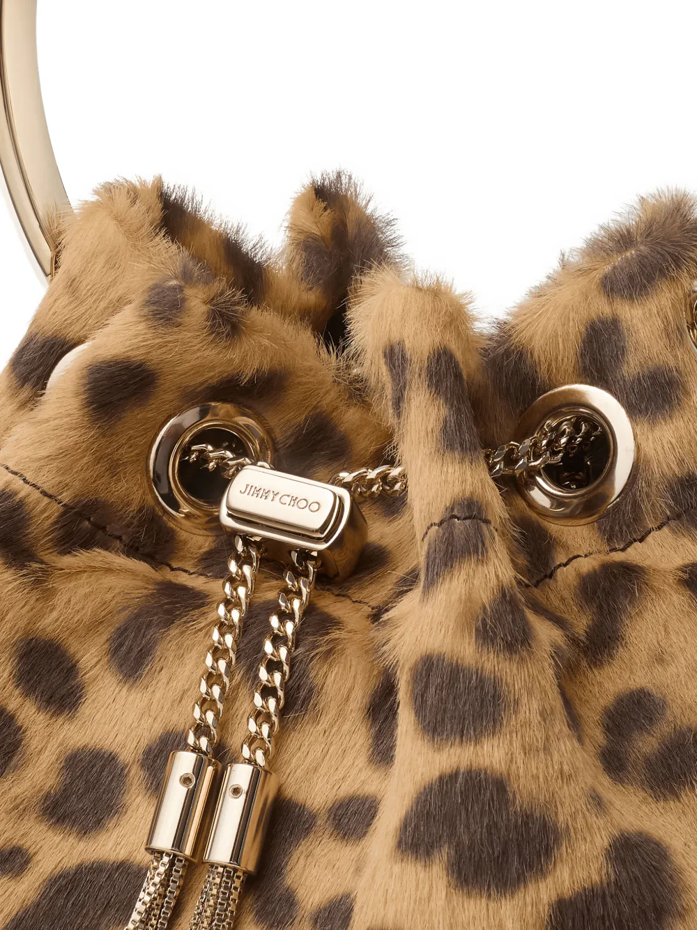 Jimmy Choo Bon mini-tas met ronde handvat en luipaardprint Beige
