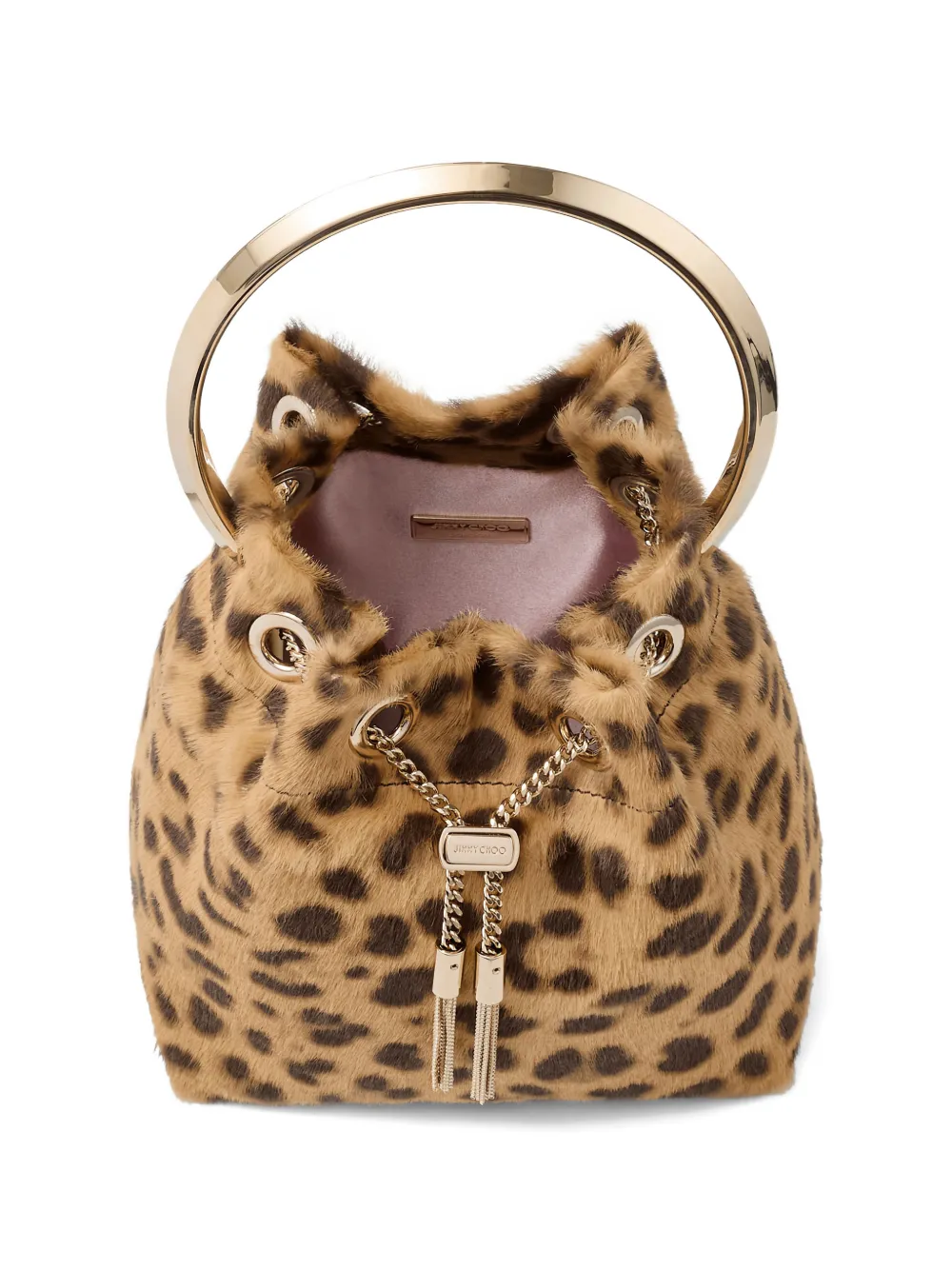 Jimmy Choo Bon mini-tas met ronde handvat en luipaardprint Beige