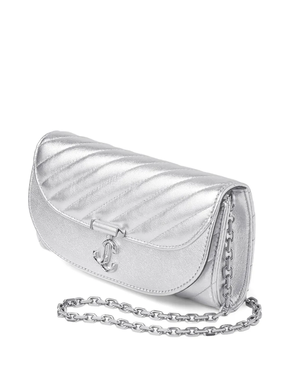 Jimmy Choo Curve gewatteerde tas met ketting Zilver