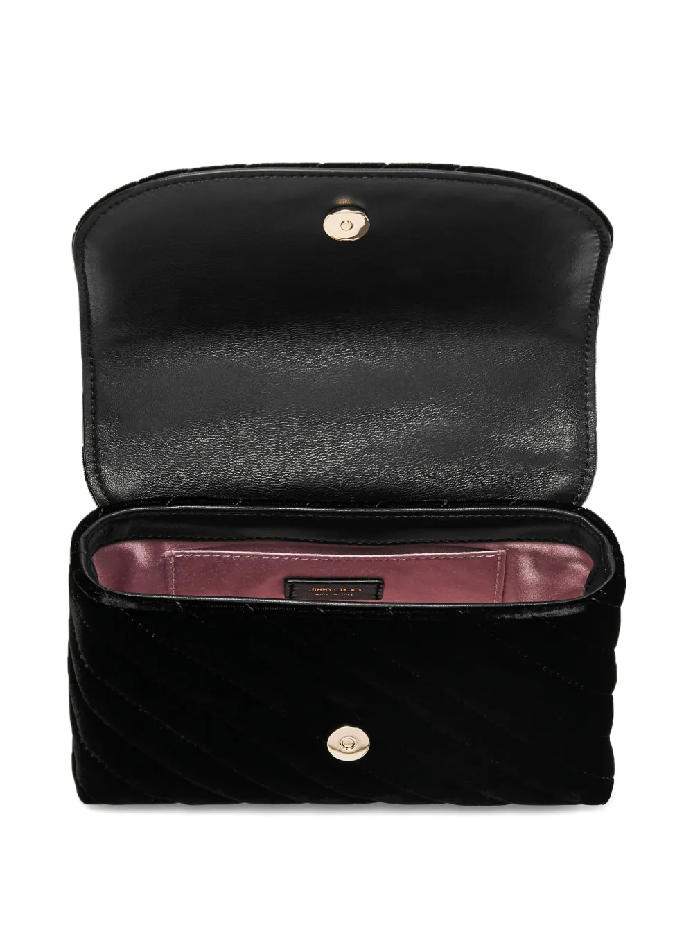 Jimmy Choo Small Curve Velvet Cross Body Bag In Black