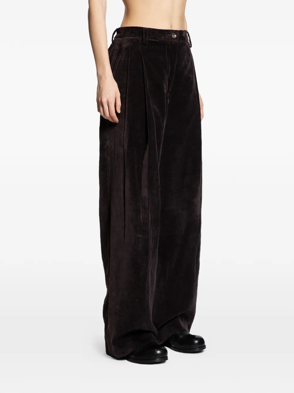  Ziggy Chen Pleated Wide-leg Trousers - Black 