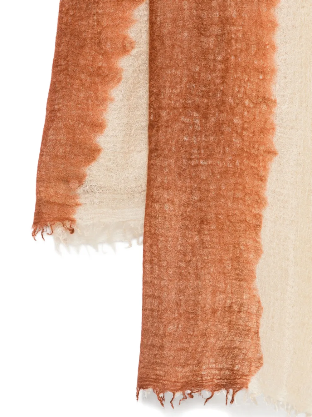 Suzusan Dip-dye Fringed Scarf In Brown