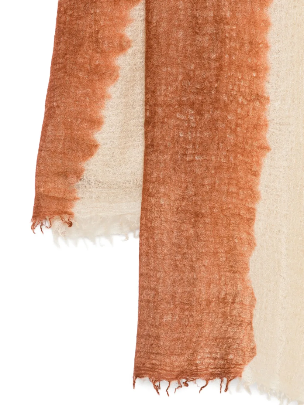 Suzusan Sjaal met franje en dip-dye effect Beige