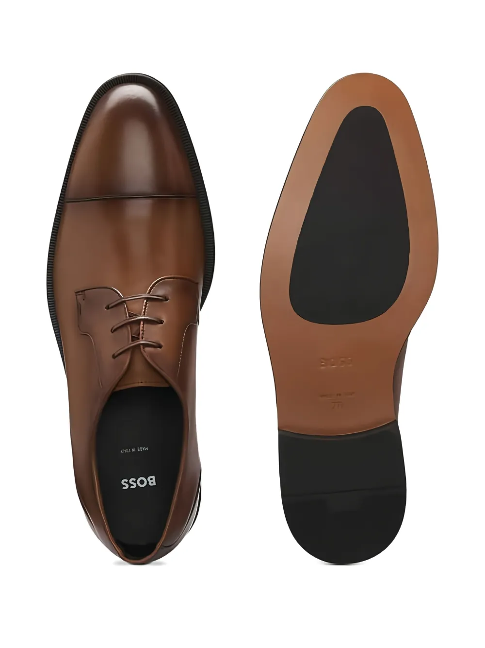 BOSS Derby schoenen met bewerkte neus Bruin