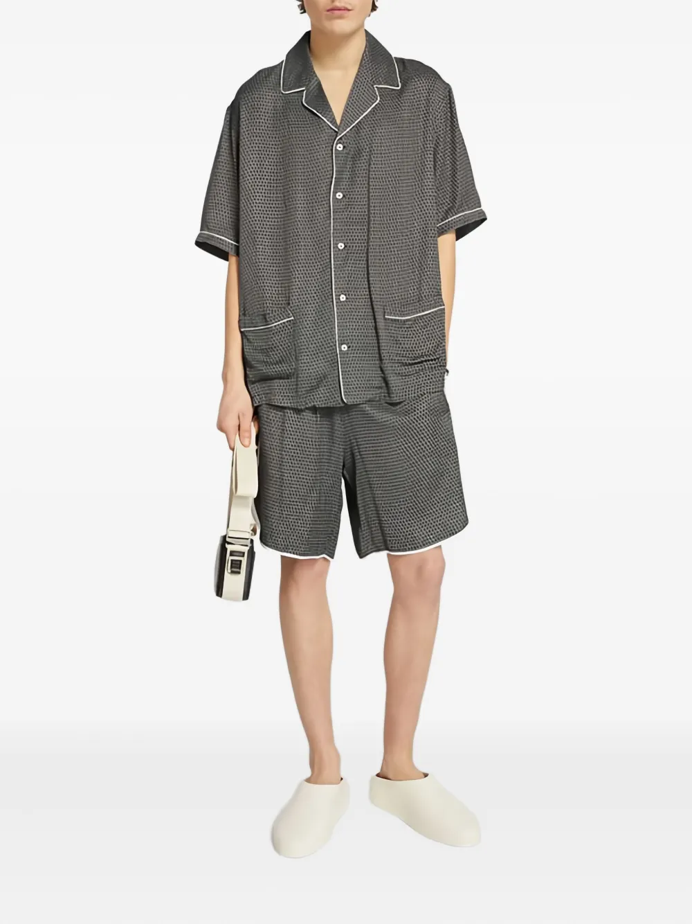 Whyat Patterned Drawstring Shorts In Gray