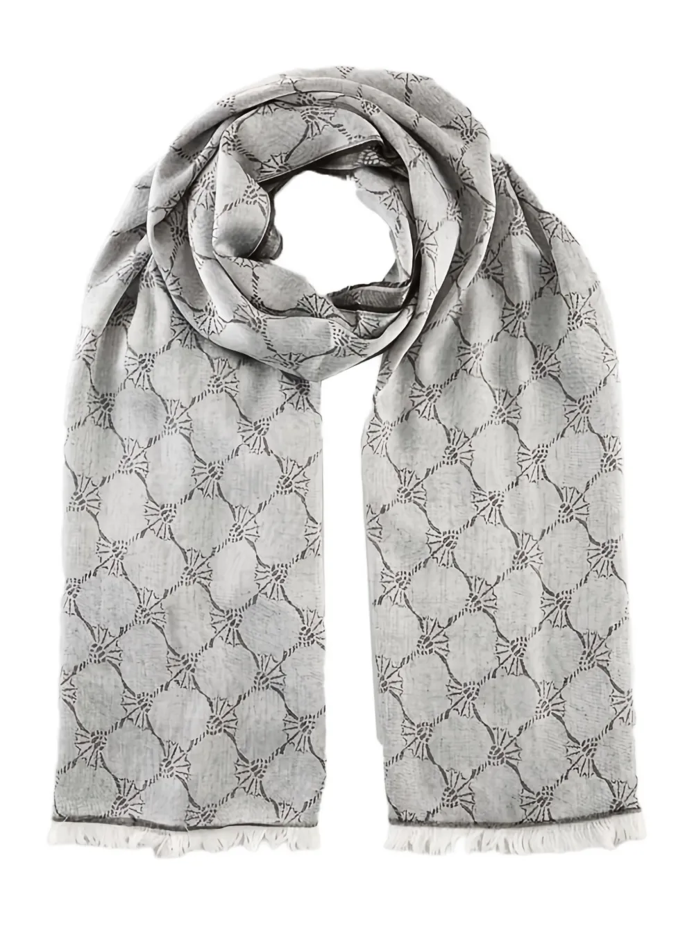 Joop! Sjaal met franje en korenbloempatroon Zwart