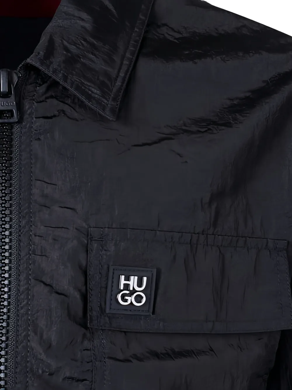 Hugo Boss Zip-fastening Logo-patch Shirt In Blue