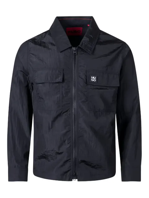 HUGO zip-fastening logo-patch shirt