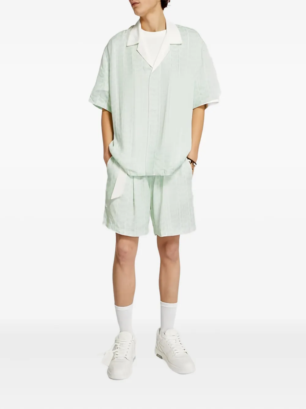 Whyat Belt Pattern Shorts In Green