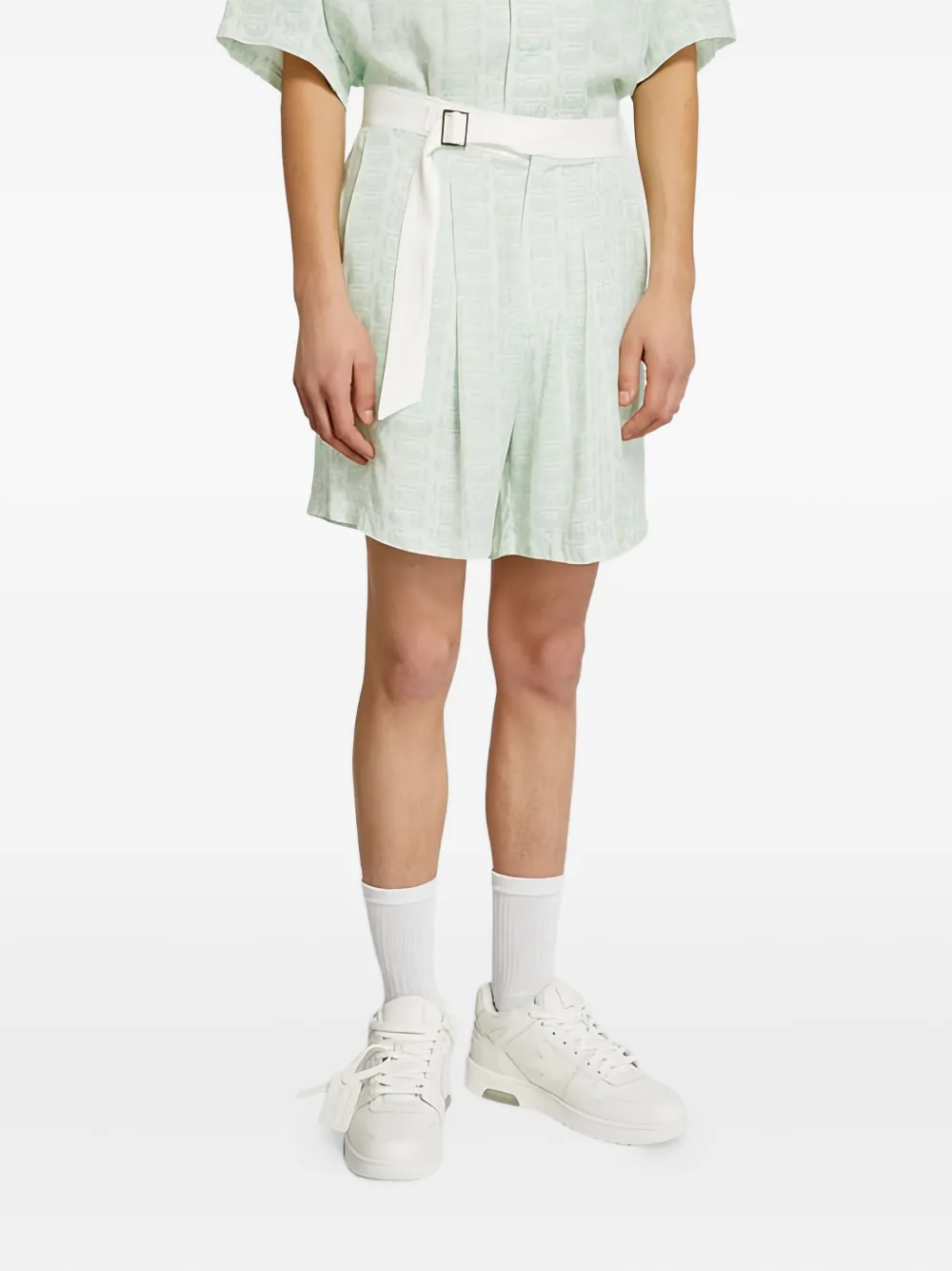Whyat Belt Pattern Shorts In Green