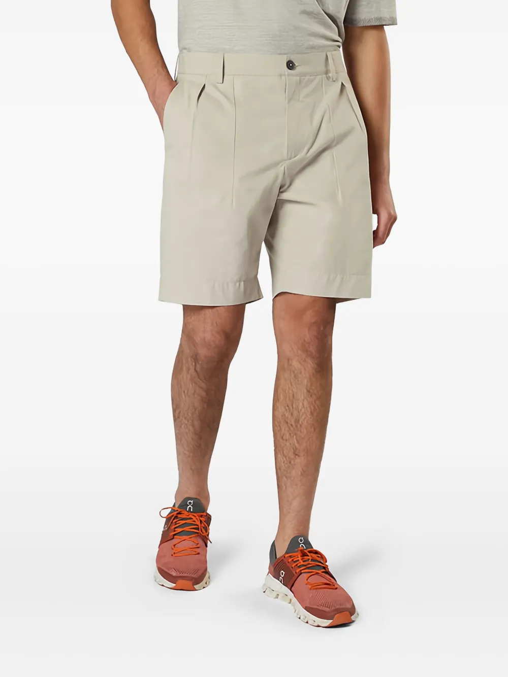 Sease Katoenen shorts met geplooide voorkant Beige