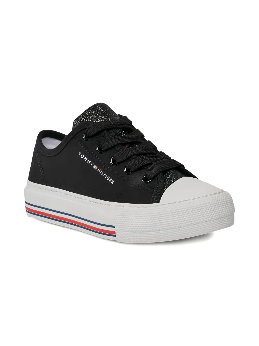 Tommy Hilfiger Junior Sneakers met glitter vlakken Zwart
