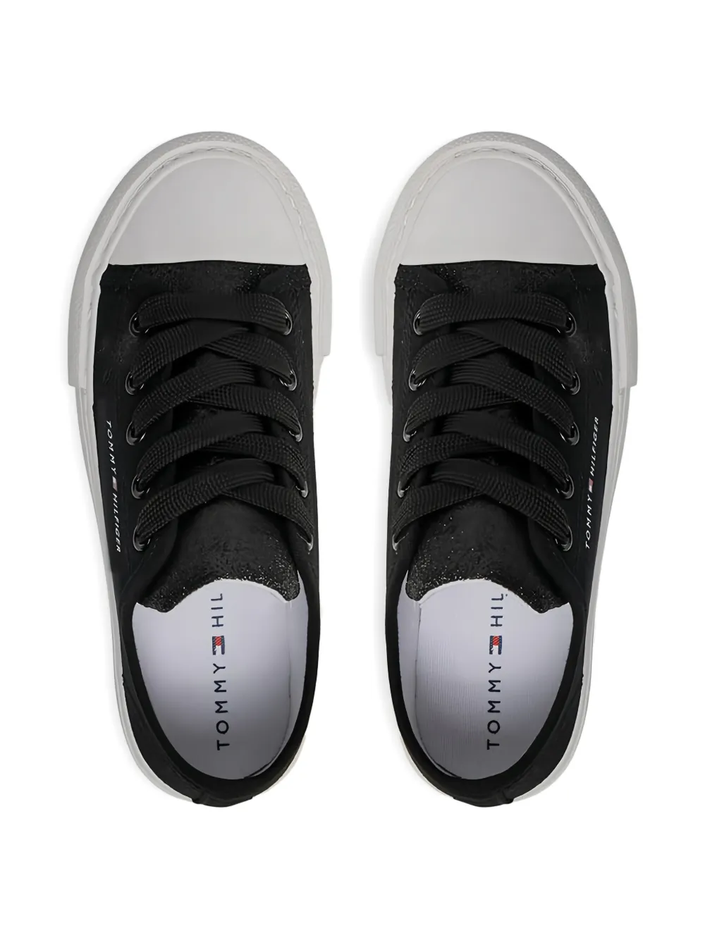 Tommy Hilfiger Junior Sneakers met glitter vlakken Zwart