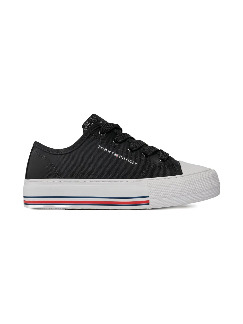 Tommy Hilfiger Junior Sneakers met glitter vlakken - Zwart