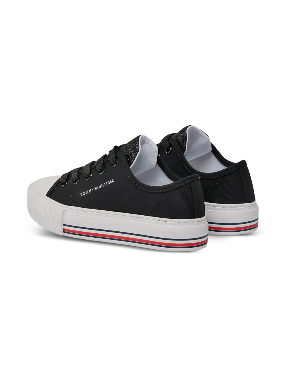Tommy Hilfiger Junior Sneakers met glitter vlakken Zwart