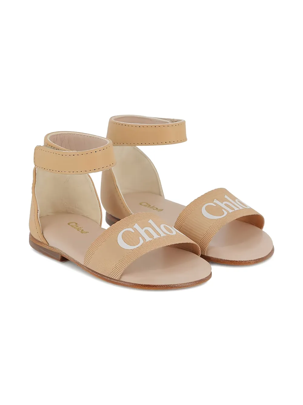 Chloé Kids Sandalen met logoprint Beige