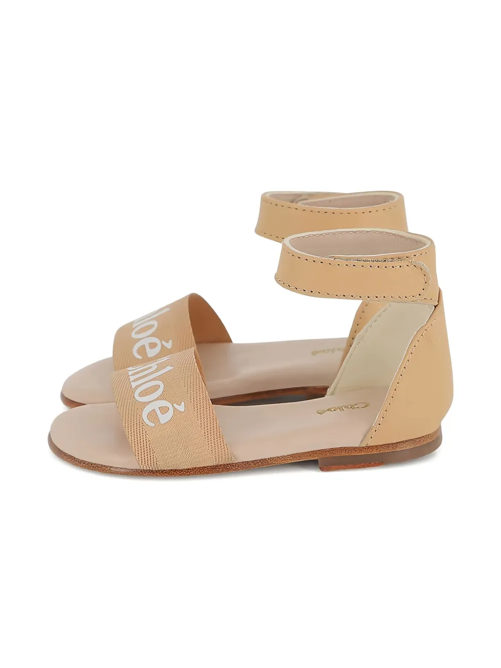 Chloé Kids Sandalen met logoprint Beige