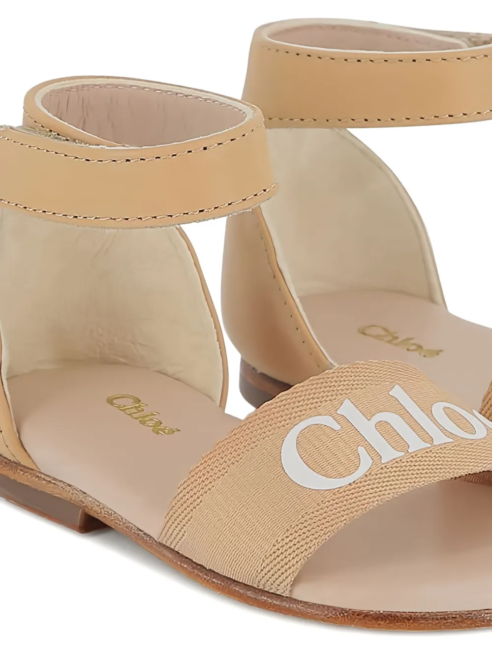 Chloé Kids Sandalen met logoprint Beige