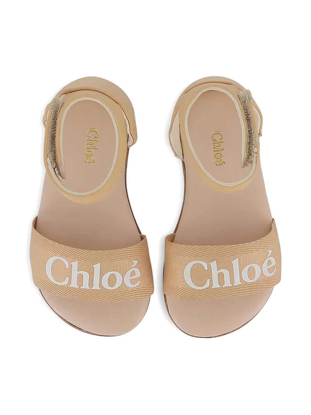 Chloé Kids Sandalen met logoprint Beige