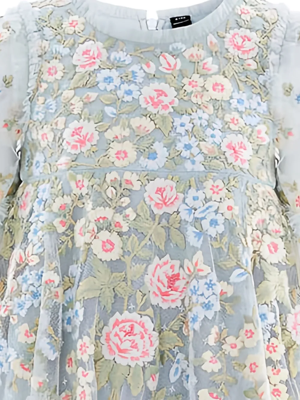 NEEDLE & THREAD KIDS Antoinettes jurk met bloemenprint en ruches Blauw