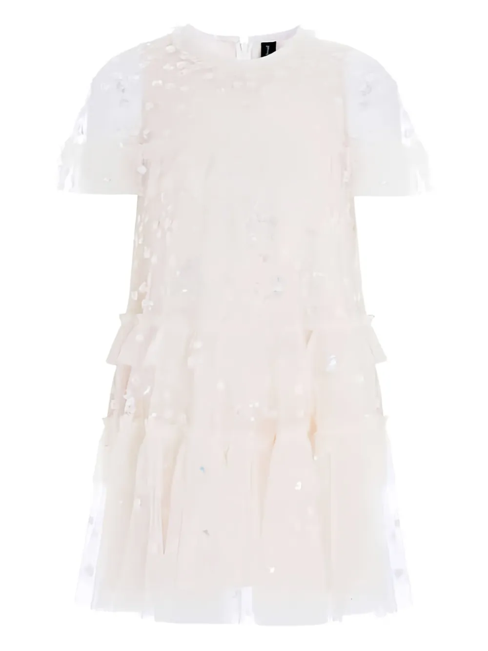 NEEDLE & THREAD KIDS Leila jurk met ruches en stippen Beige