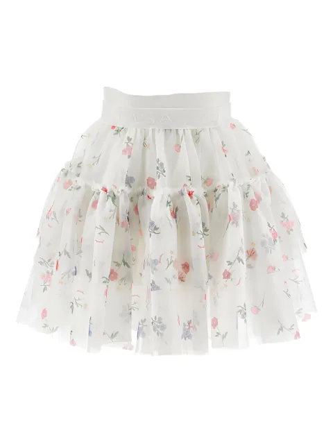 Monnalisa floral-print ruffled skirt