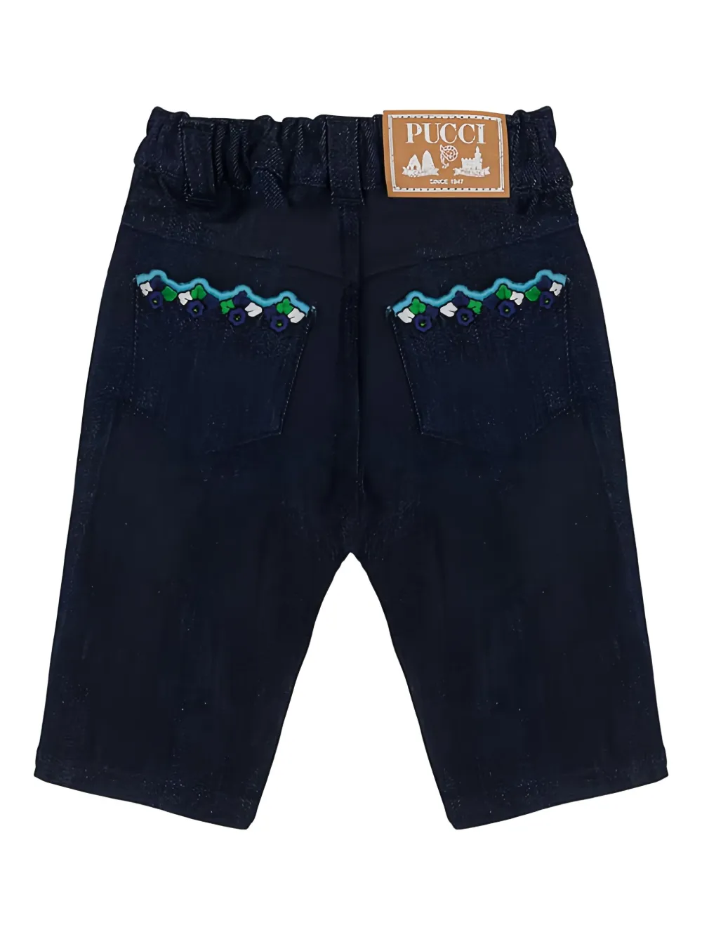 Pucci Junior Embroidered Trousers In Blue