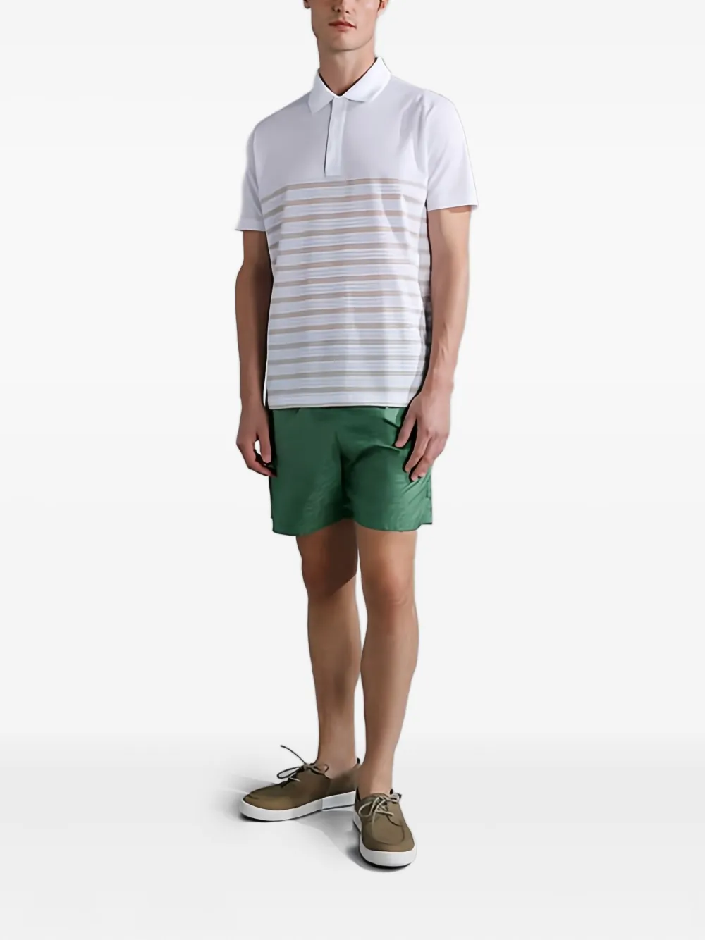 Paul & Shark striped knitted polo shirt - Wit
