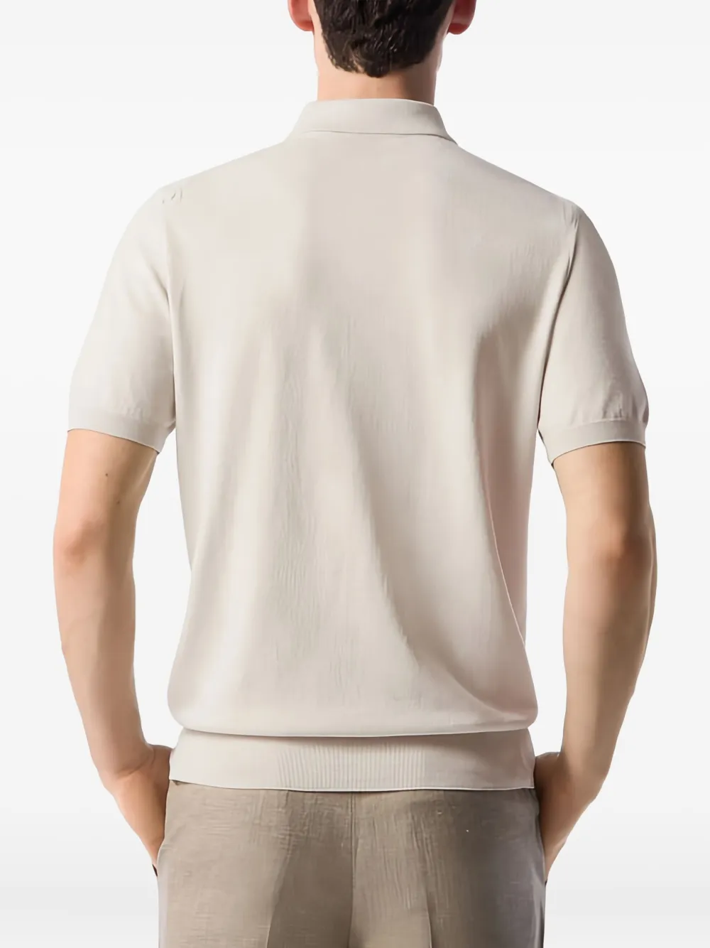 Corneliani Zip-up Cotton Polo Shirt In Gray